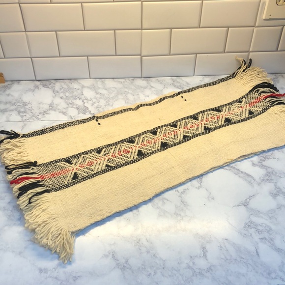 Kids Wool Poncho Cream,red & black - Picture 2 of 9